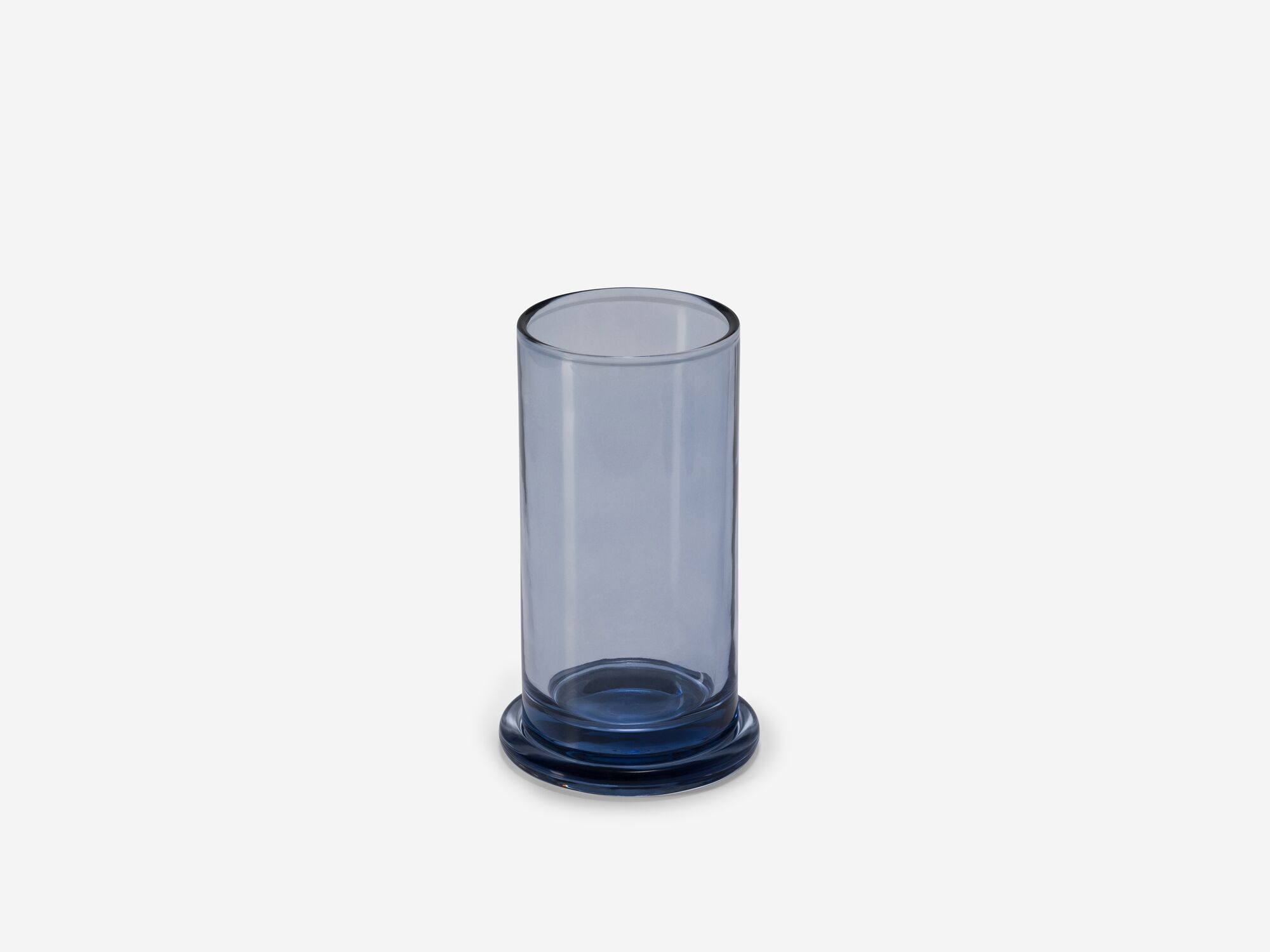 Large glass organization container with lid beneath front view